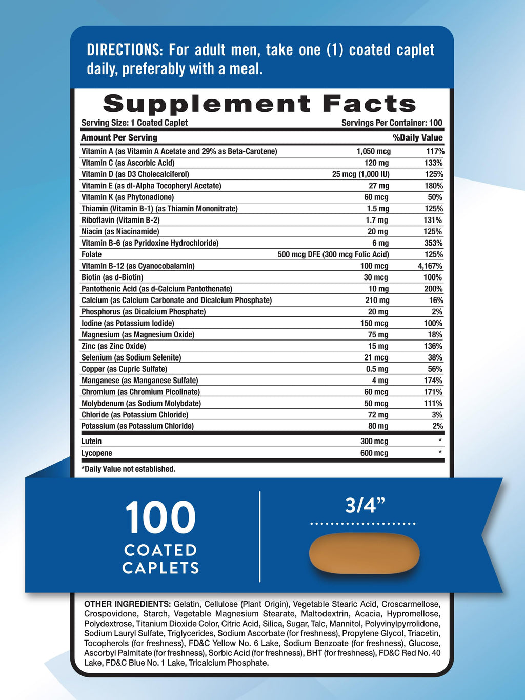 Nature's Truth Men's 50+ Multivitamin - 100 Caplets - image 2