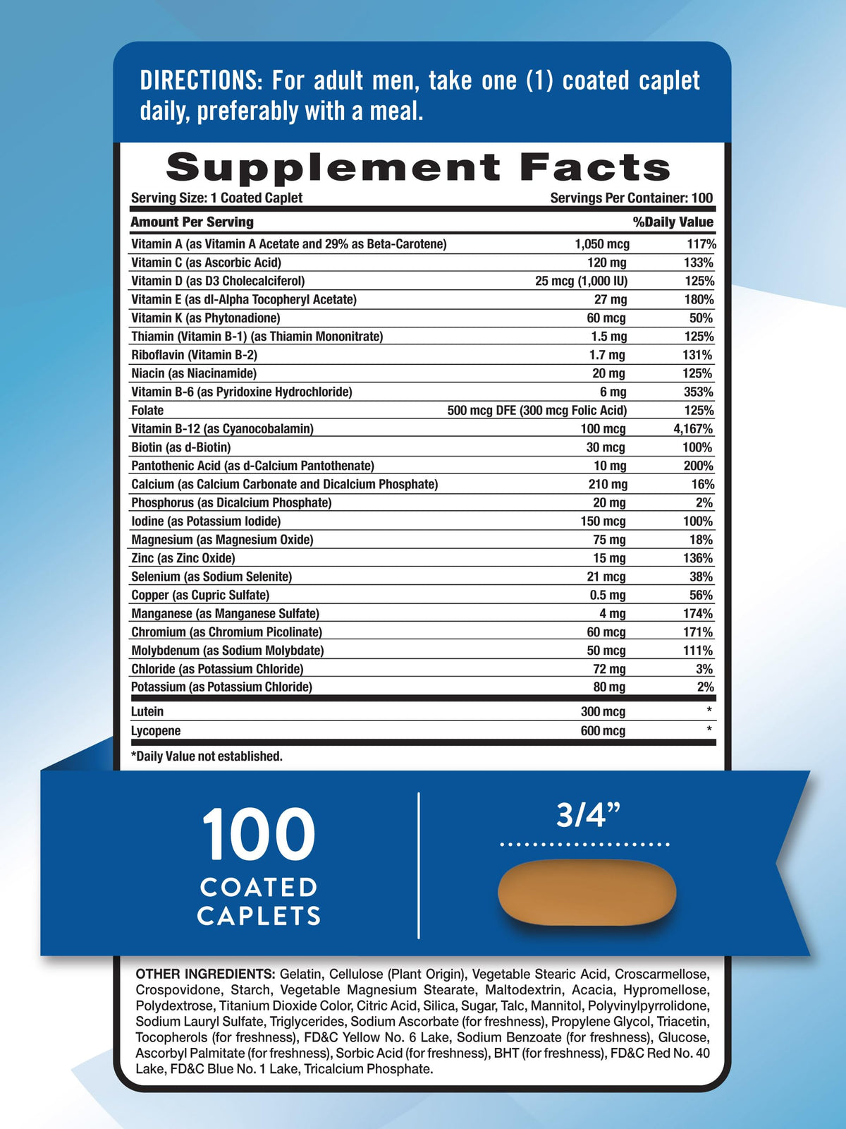 Nature's Truth Men's 50+ Multivitamin - 100 Caplets - image 2