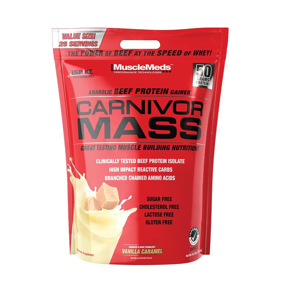 MuscleMeds Carnivor Mass Anabolic Beef Protein Gainer Vanilla - 15 Pounds