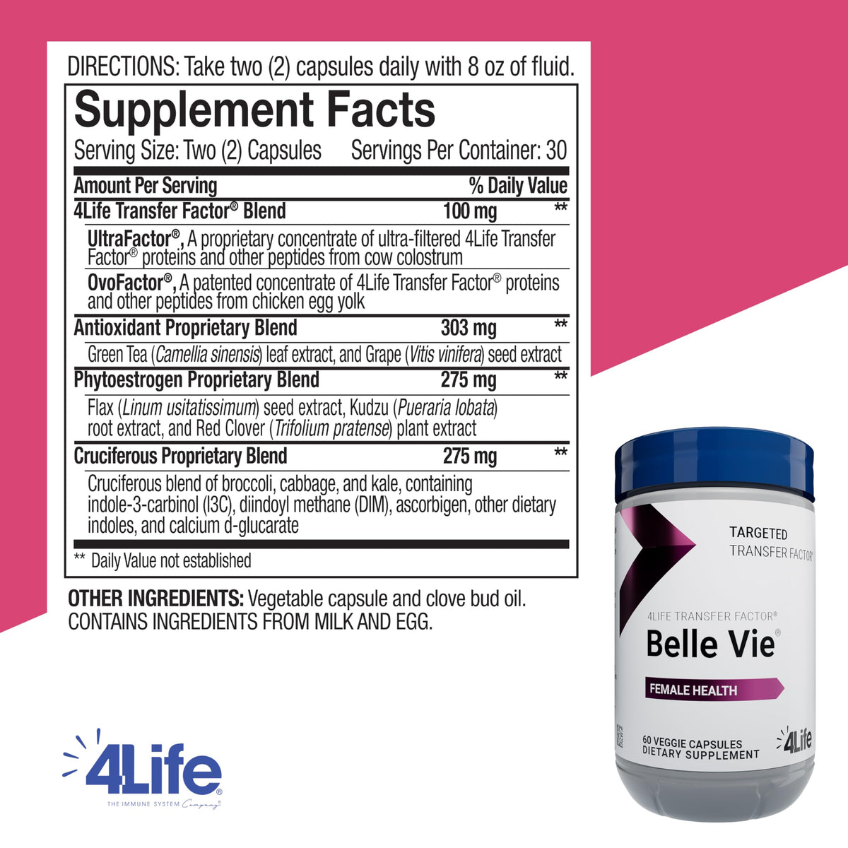 4Life Transfer Factor Belle Vie Women's DIM Hormone Supplement - 60 Capsules - image 2