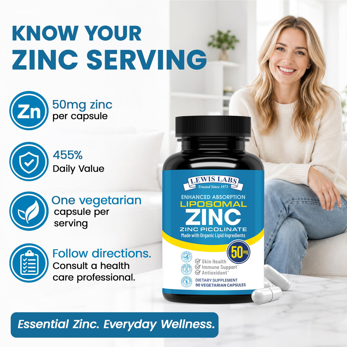 Lewis Labs Zinc Supplement 50mg