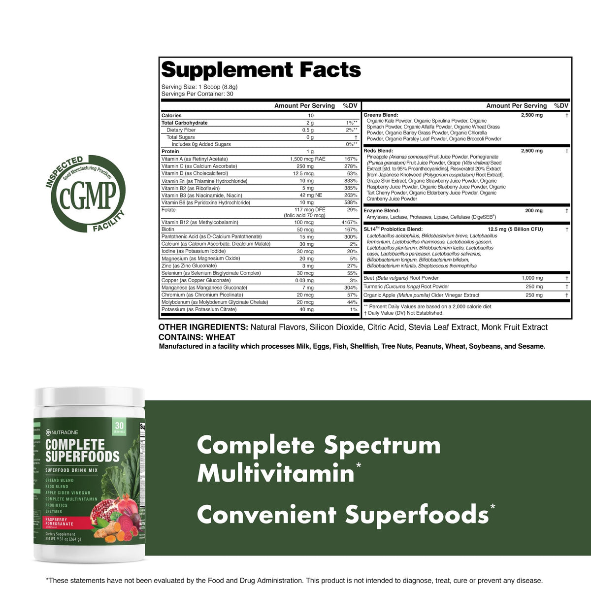 NutraOne Complete Superfoods Greens & Reds Powder - 30 Servings - image 5