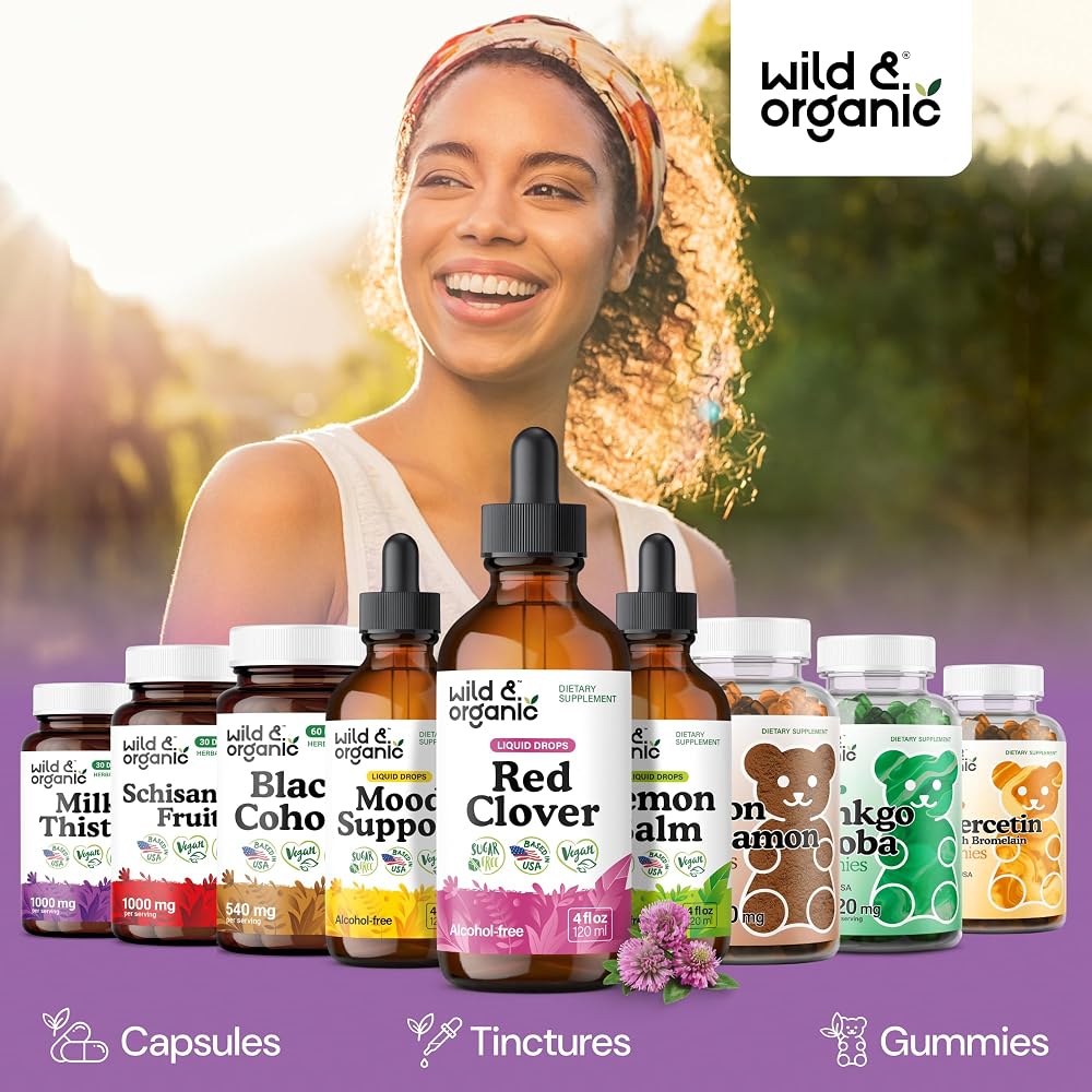Wild & Organic Red Clover Supplement for Menopause - 4 fl oz - image 5