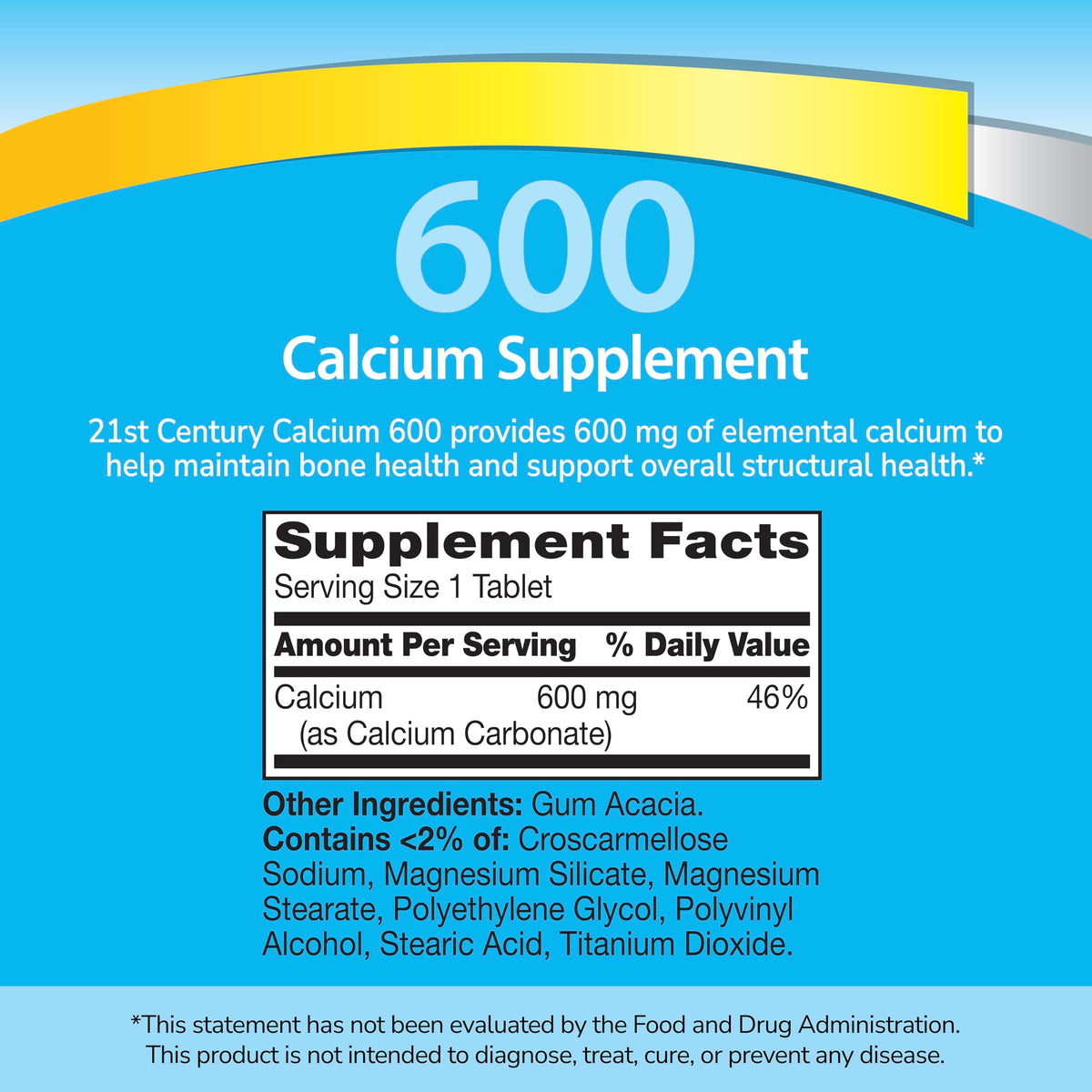 21st Century Calcium 600mg Tablets - 400 Count - image 2