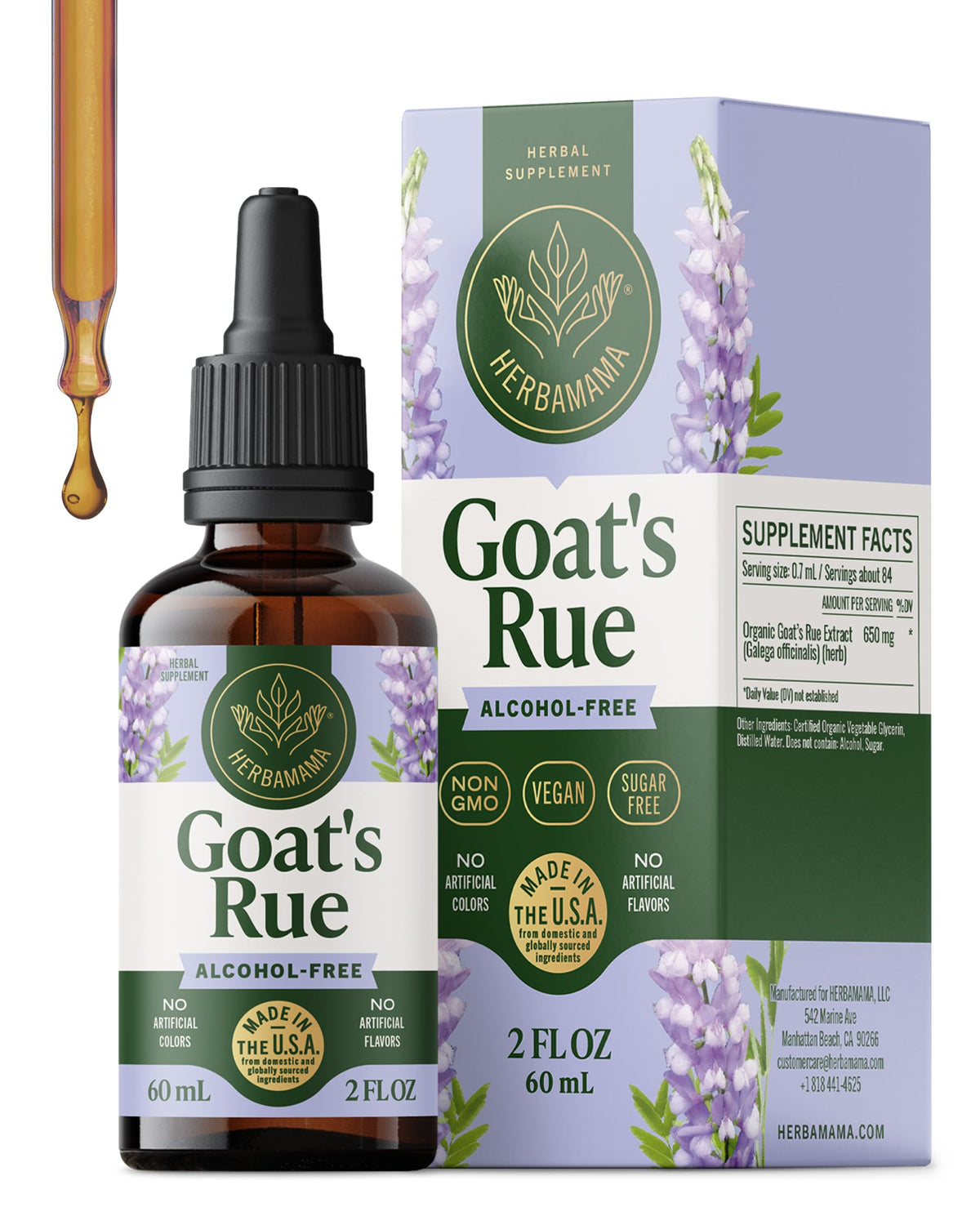 HERBAMAMA Goat's Rue Tincture Lactation Support - 2 Fl Oz