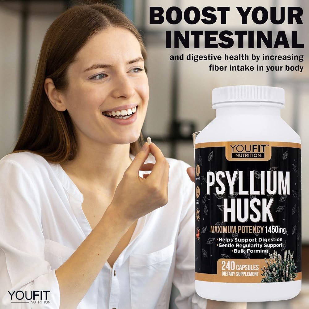YouFit Nutrition Psyllium Husk Capsules 1450mg - 240 Capsules - image 9