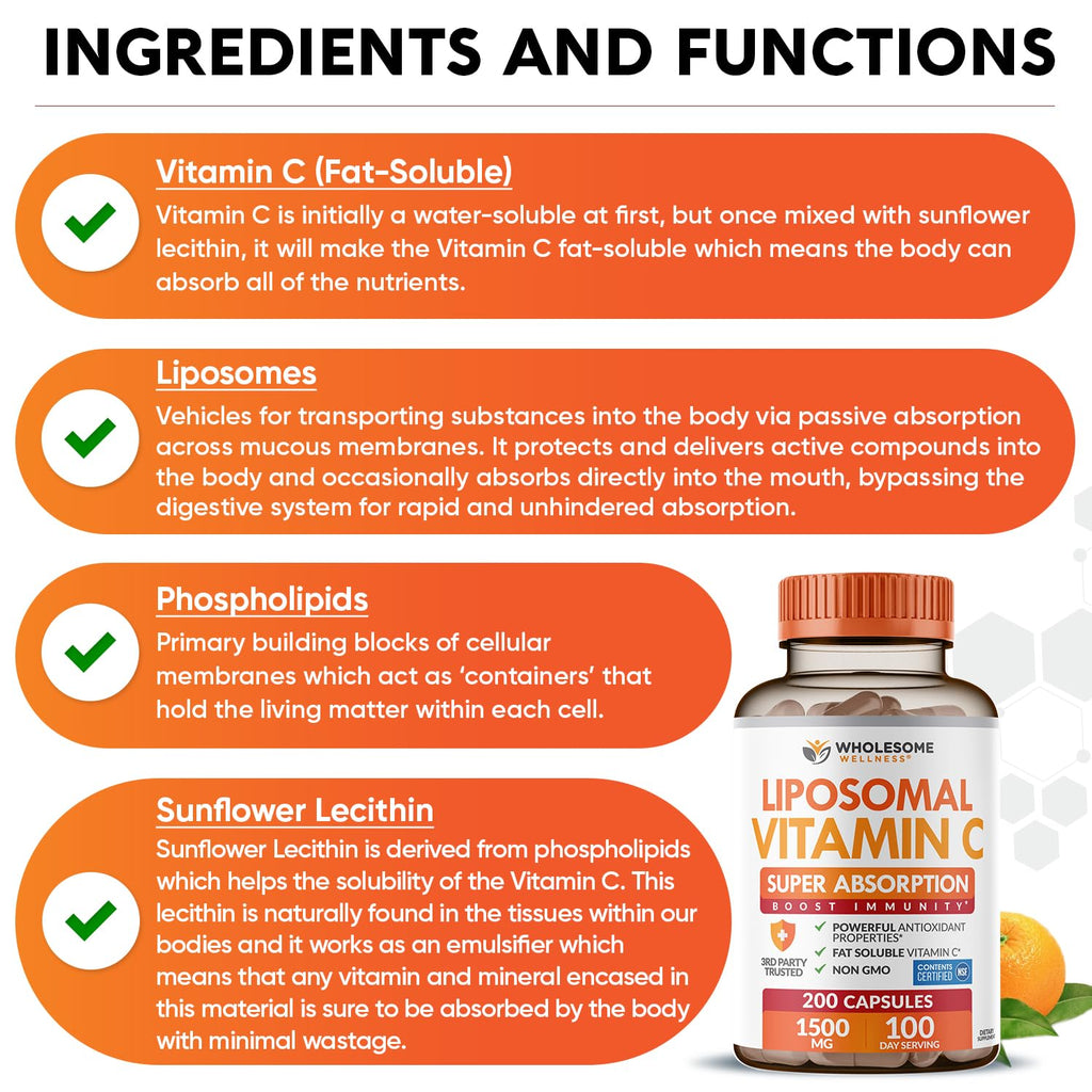 Wholesome Wellness Liposomal Vitamin C Capsules - 200 Count - image 4