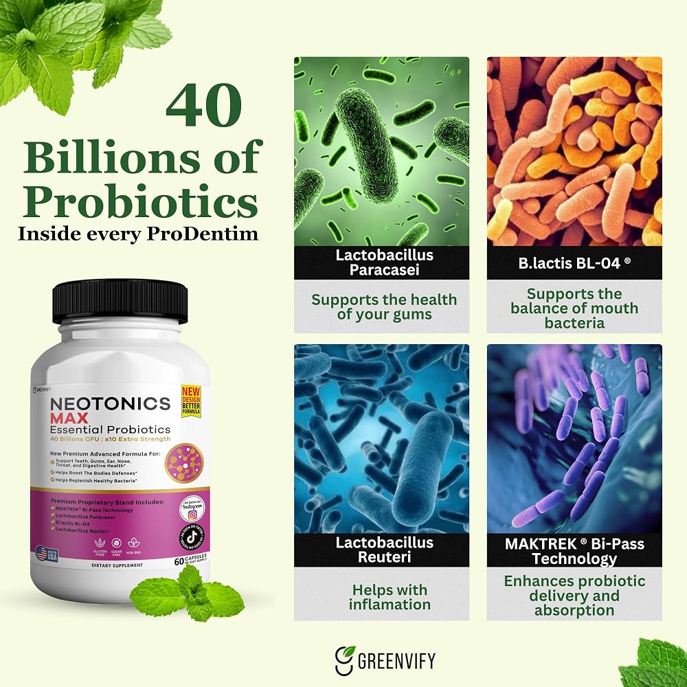 GREENVIFY NeoTonics Max Essential Probiotics for Gums and Teeth - 60 Capsules - image 4