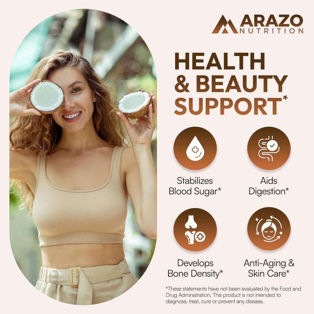 Arazo Nutrition Organic Coconut Oil 2000 MG - 120 Softgels - image 3