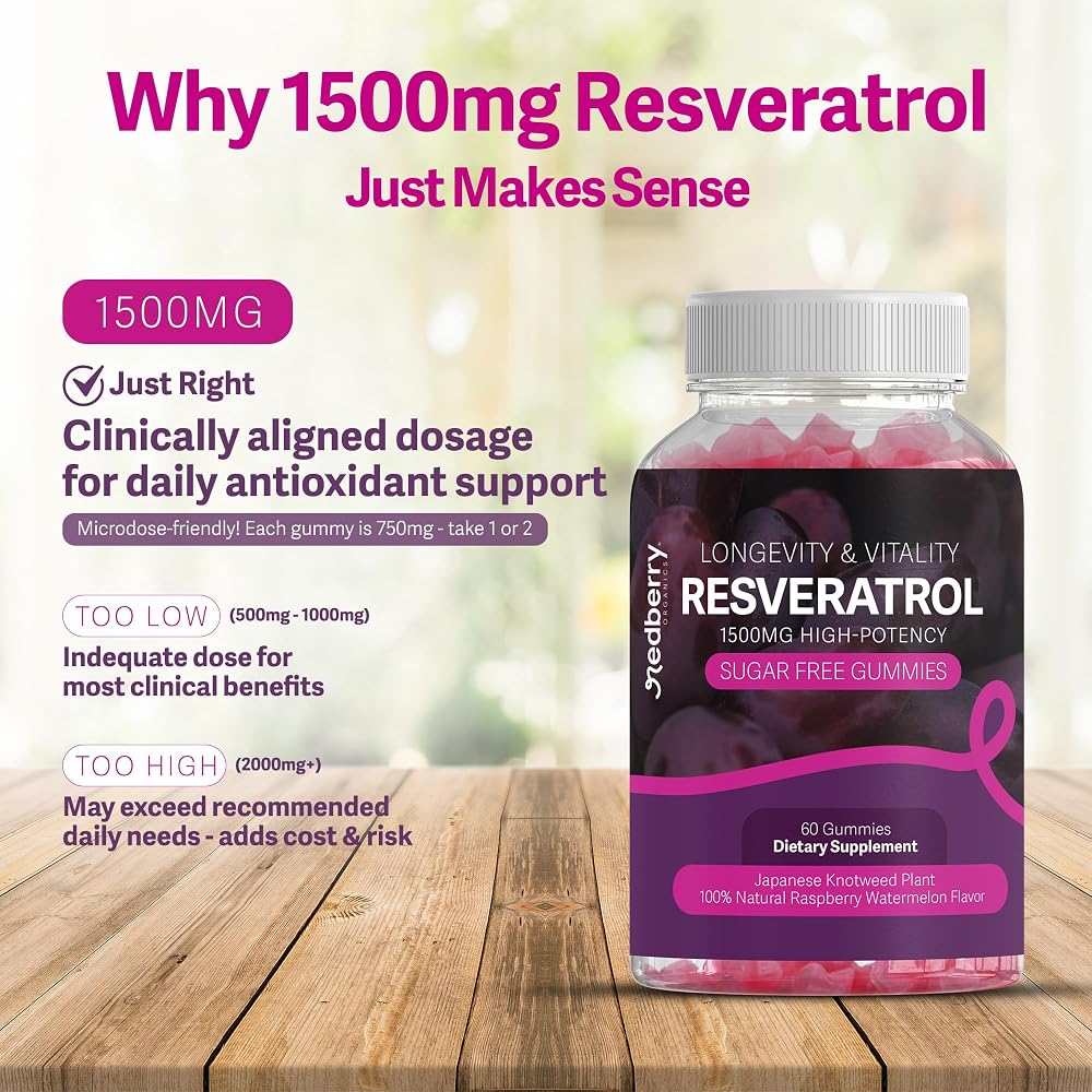 Redberry Organics Resveratrol 1500mg Gummies - 60 Count - image 6