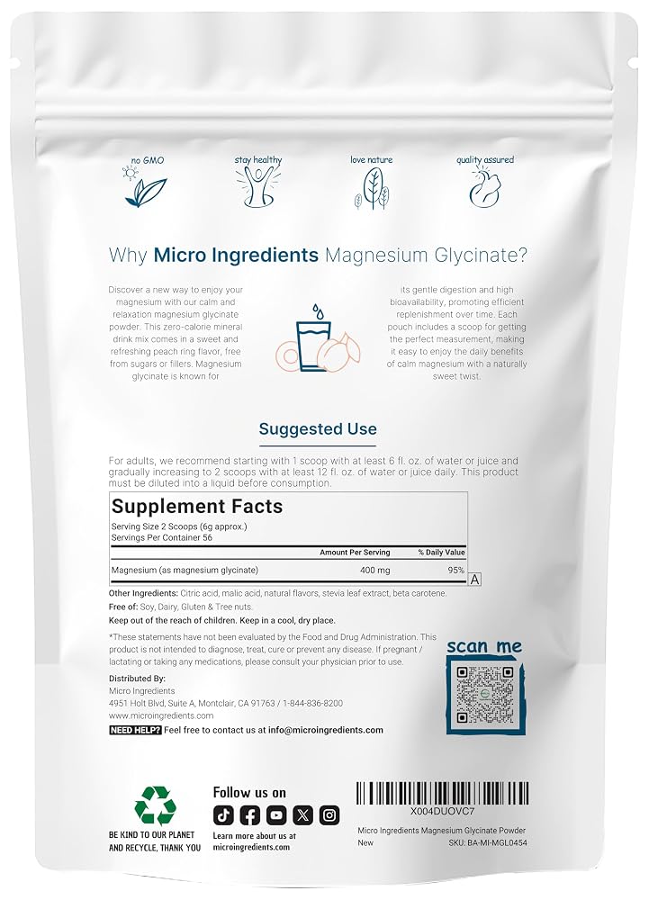 Micro Ingredients Magnesium Glycinate Powder for Sleep - 56 Servings - image 2