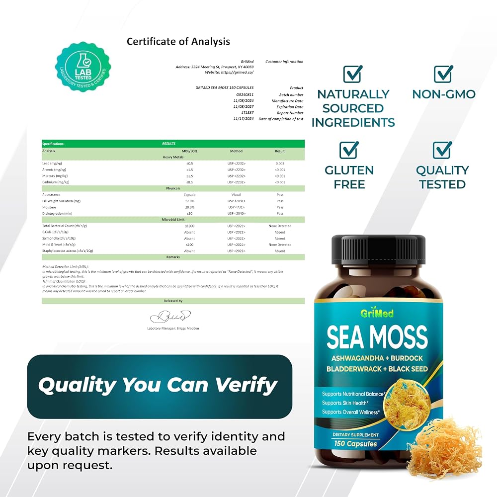 GriMed Sea Moss Complex 9-in-1 with Bladderwrack - 150 Capsules - image 8