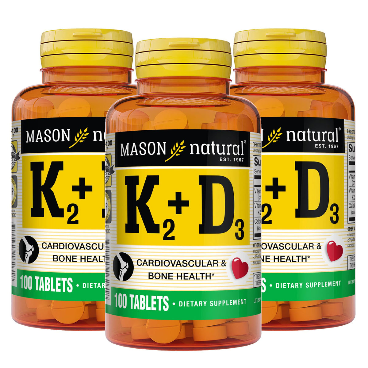 Mason Natural Vitamin K2 & D3 with Calcium - 300 Tablets