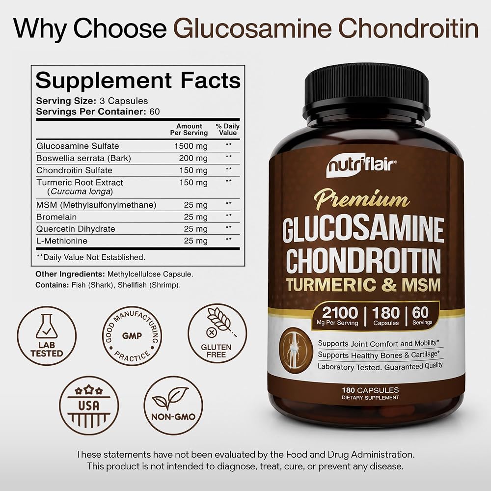 NutriFlair Glucosamine Chondroitin MSM Turmeric Boswellia - 90 Capsules - image 7