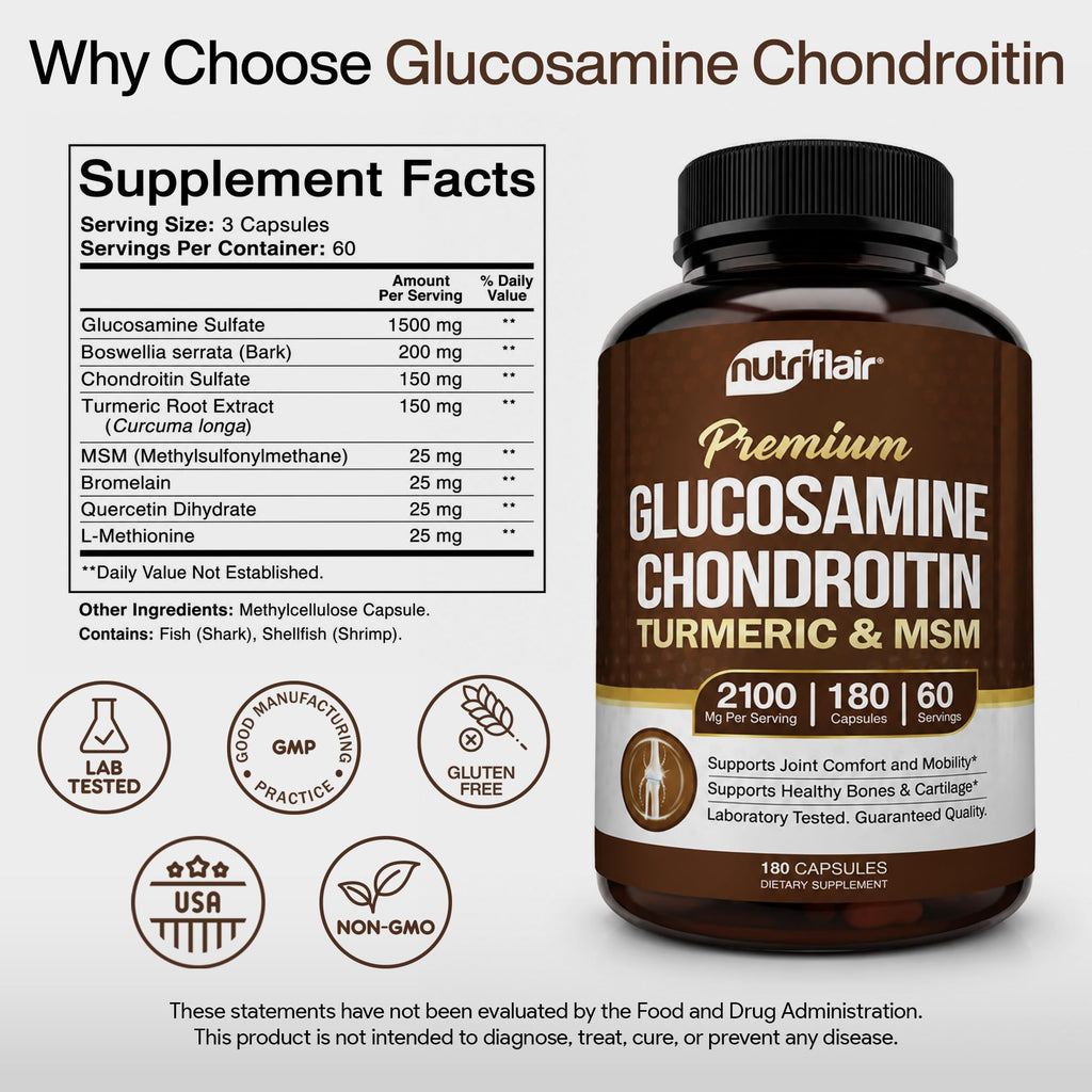 NutriFlair Glucosamine Chondroitin MSM Turmeric Boswellia - 90 Capsules - image 7