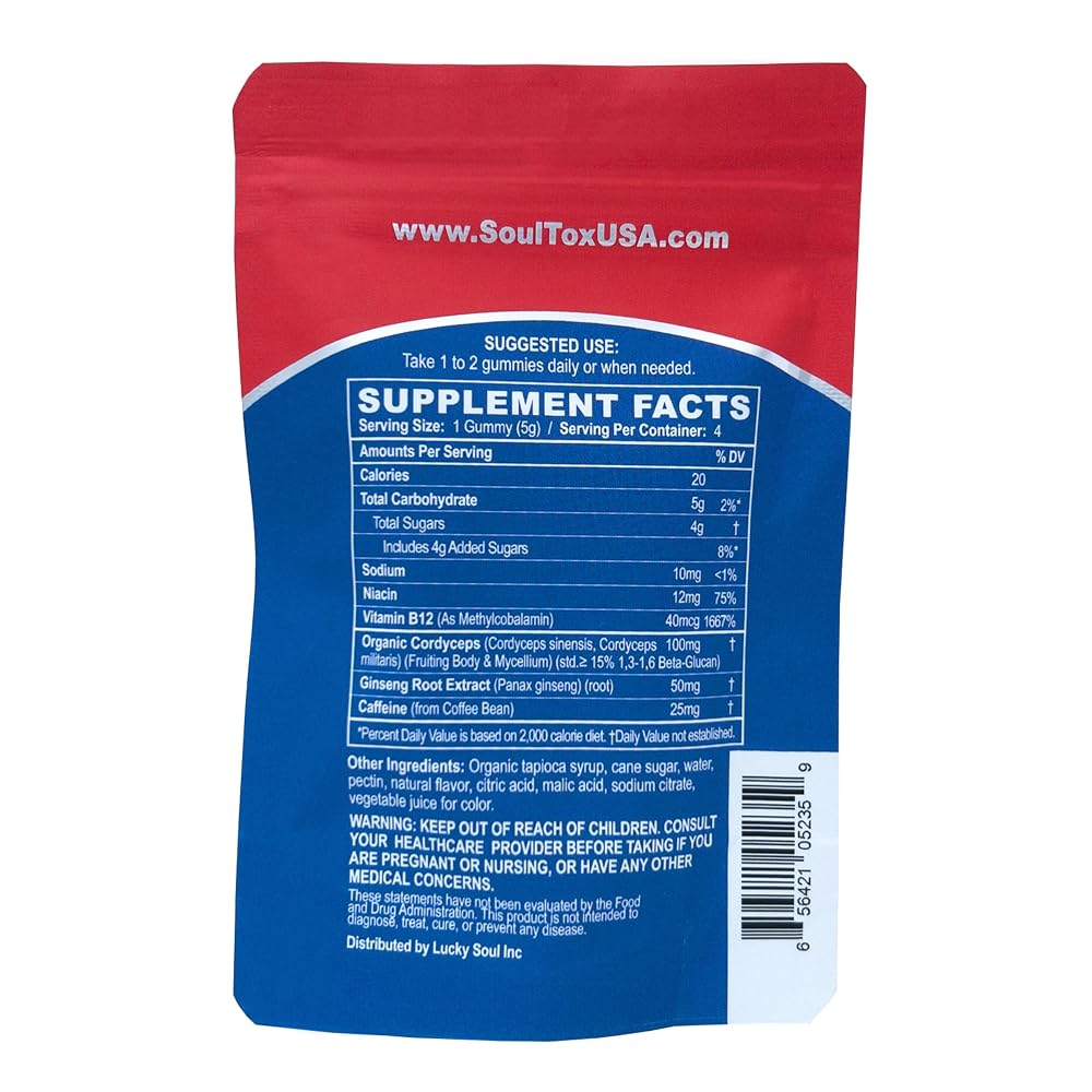 Lucky Soul Soultox Energy Mushroom Gummies Strawberry - 1 Pack - image 2