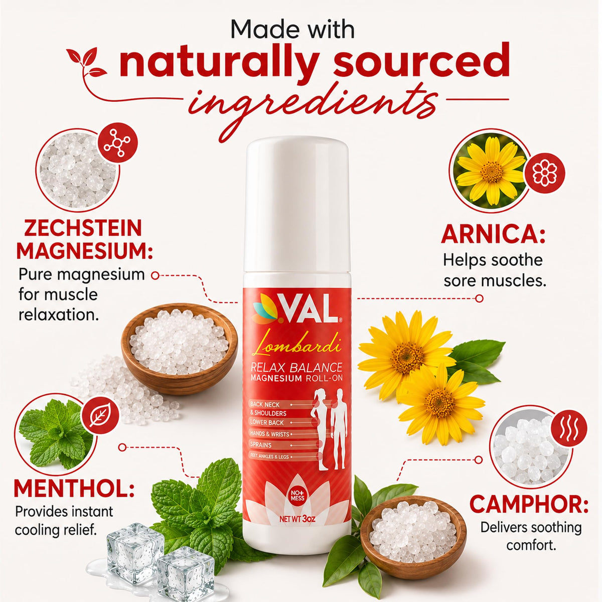 VAL Magnesium Roll-On for Joint & Muscle Relief - 3 Oz - image 3