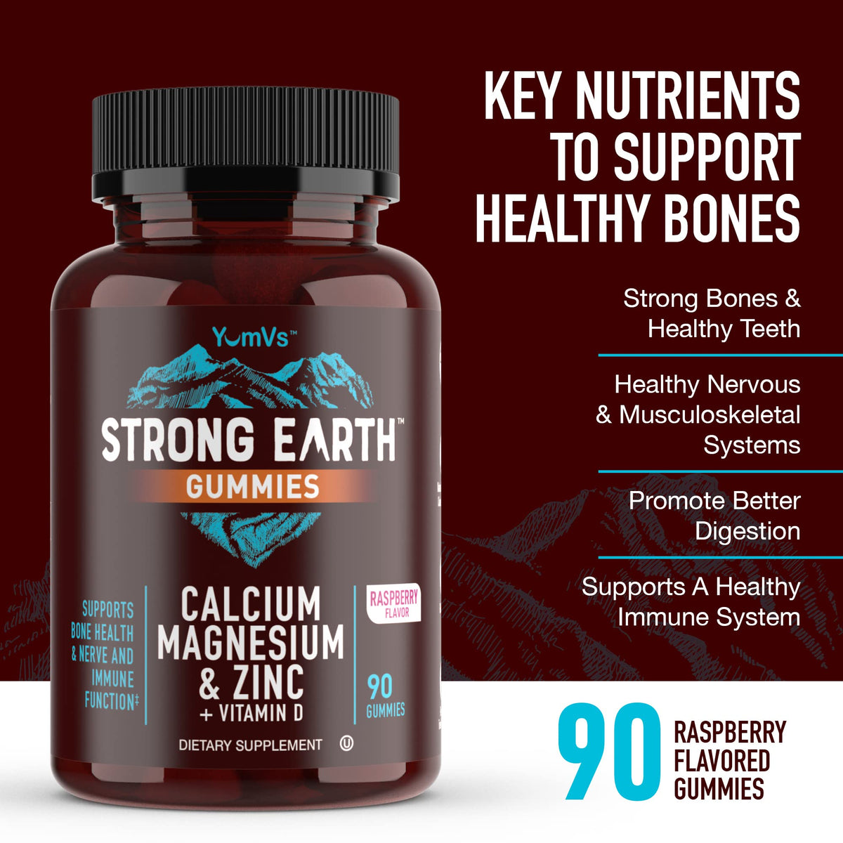 YUM-V'S Calcium, Magnesium, Zinc & Vitamin D Gummies by YumVs