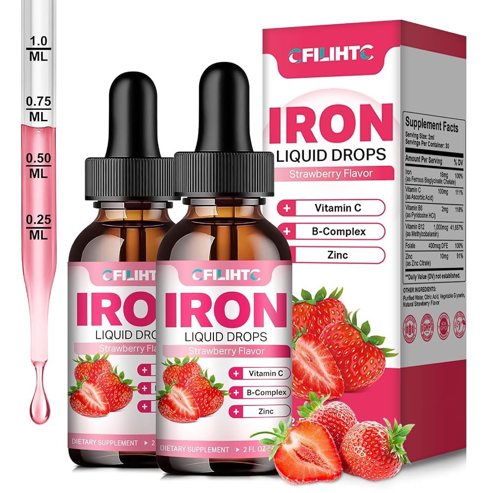 CFILIHTC Liquid Iron Supplement for Women Men & Kids Multivitamin