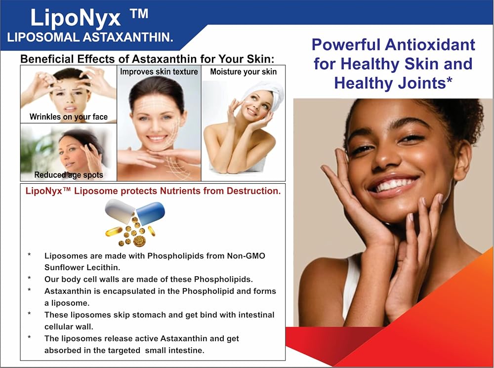 Nikoni Liposomal Astaxanthin 24mg with Kril Oil 500mg Supplement