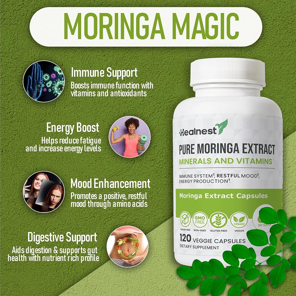 HEALNEST Pure Moringa Extract 20:1 Capsules - 120 Capsules - image 4