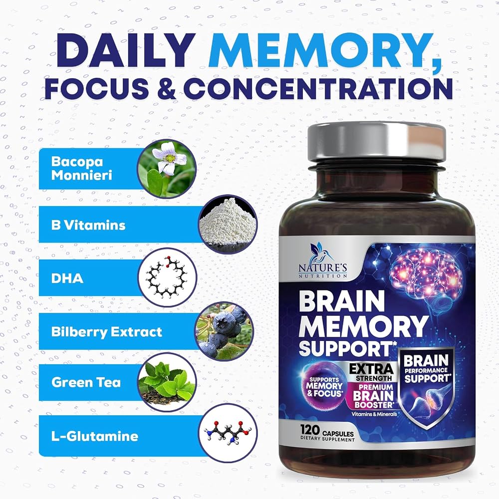 Nature's Nutrition Brain Memory Supplement Pills - 3X Strength - image 10