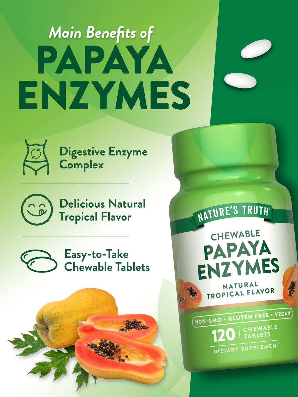 Nature's Truth Papaya Enzyme Chewable Tablets - 120 Count - image 5
