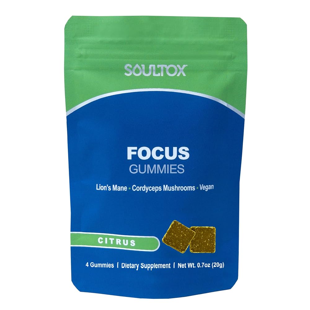 Lucky Soul Focus Mushroom Gummy Packs, Citrus Flavor