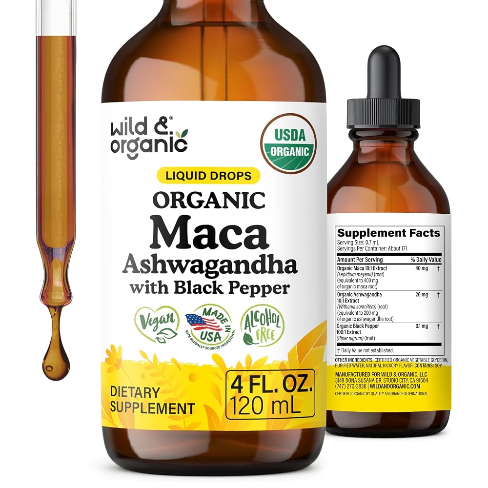 Wild & Organic Maca Root Ashwagandha Drops - 4 fl oz