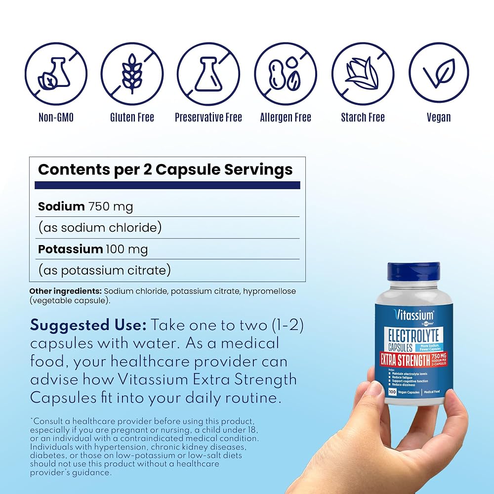 Vitassium Electrolyte Capsules - Electrolytes for Dietary Management