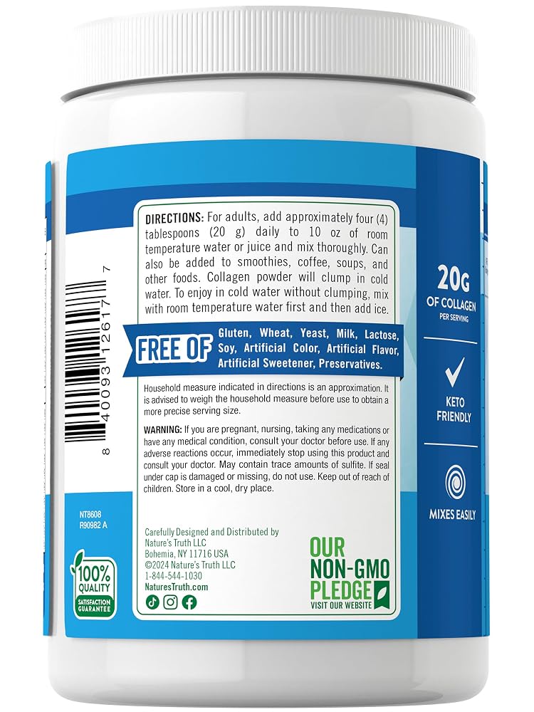 Nature's Truth Collagen Peptides Powder Unflavored Grass Fed - 10 oz - image 7