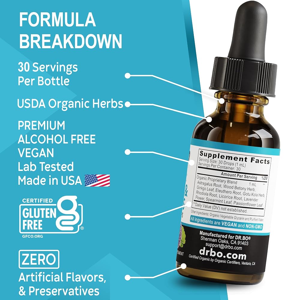 DR. BO Adrenal Support Liquid Drops with Adaptogens - 1 Fl Oz - image 8