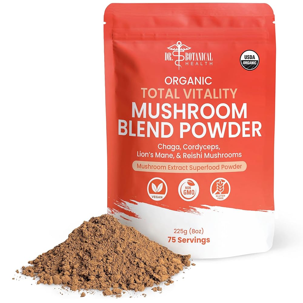 Dr. Botanical Health Organic Mushroom Powder Blend Brain Support - 8 oz