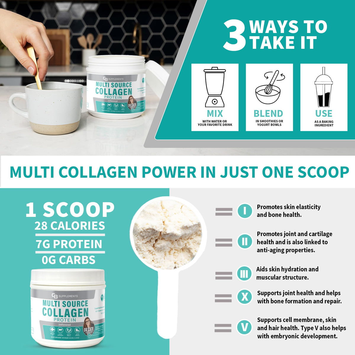 CB Supplements Multi Collagen Protein Powder - 58 Servings - image 5
