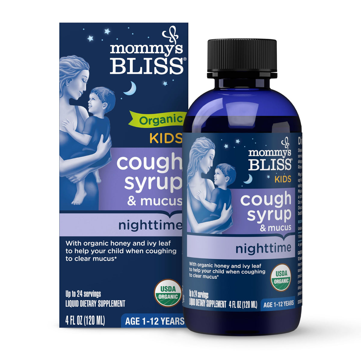Mommy's Bliss Kids Organic Cough & Mucus Nighttime - 4 Fl Oz