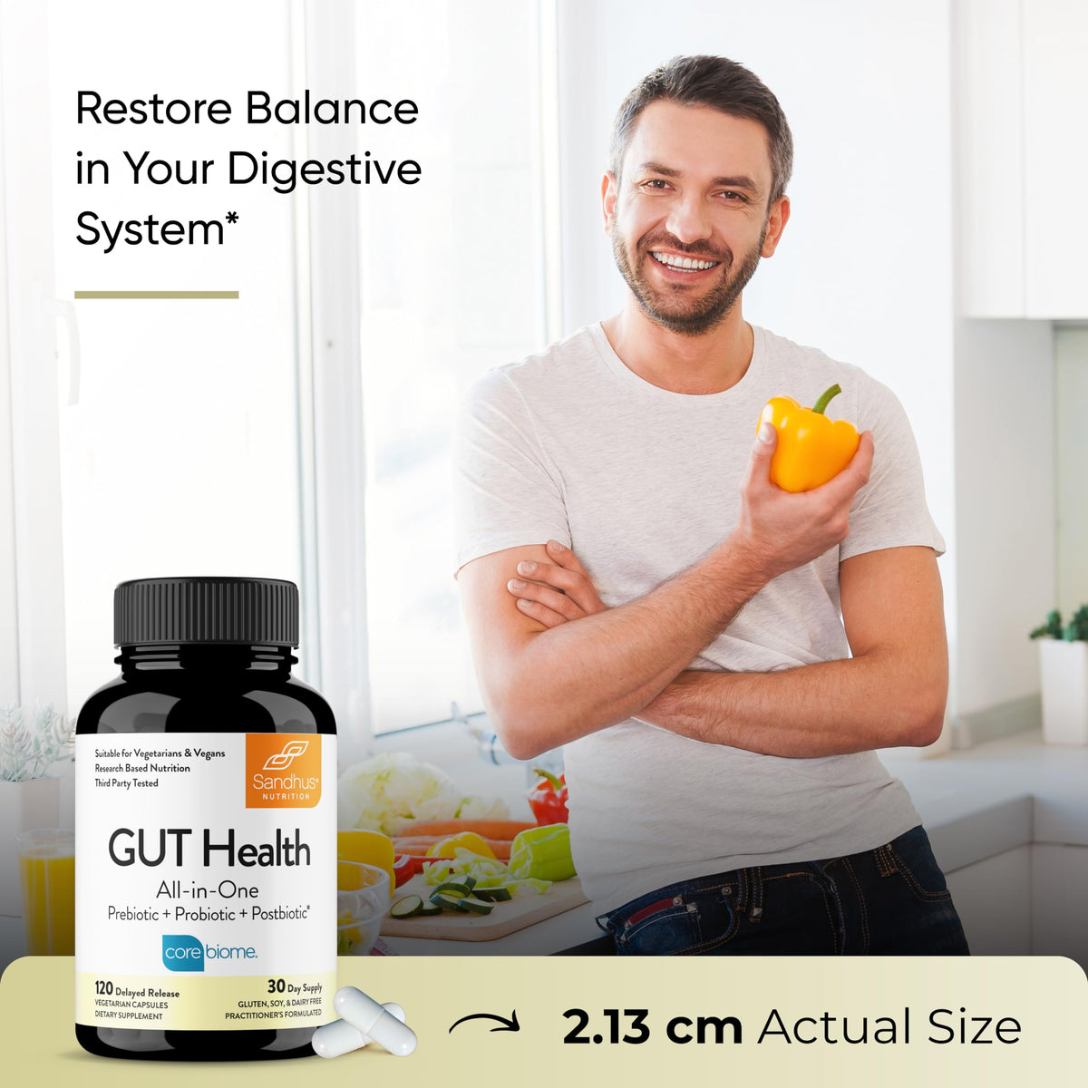 Sandhu's Gut Health Prebiotic Probiotic Postbiotic - 120 Capsules - image 5