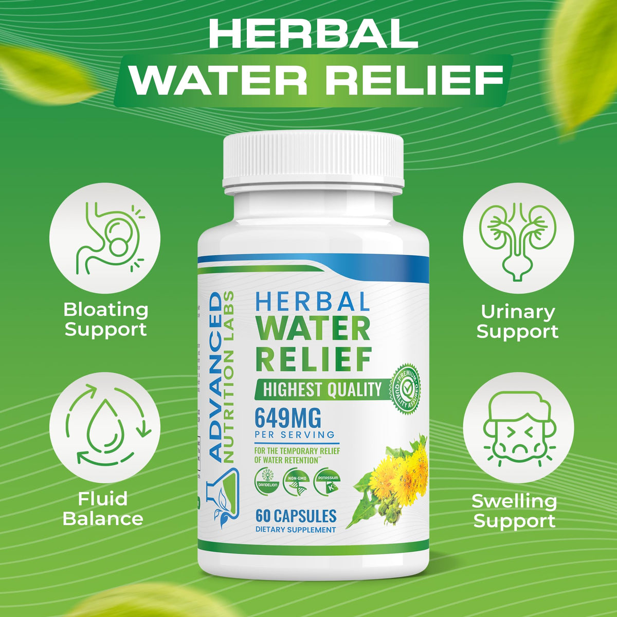 Advanced Nutrition Labs Herbal Water Relief Diuretic - 60 Capsules - image 4