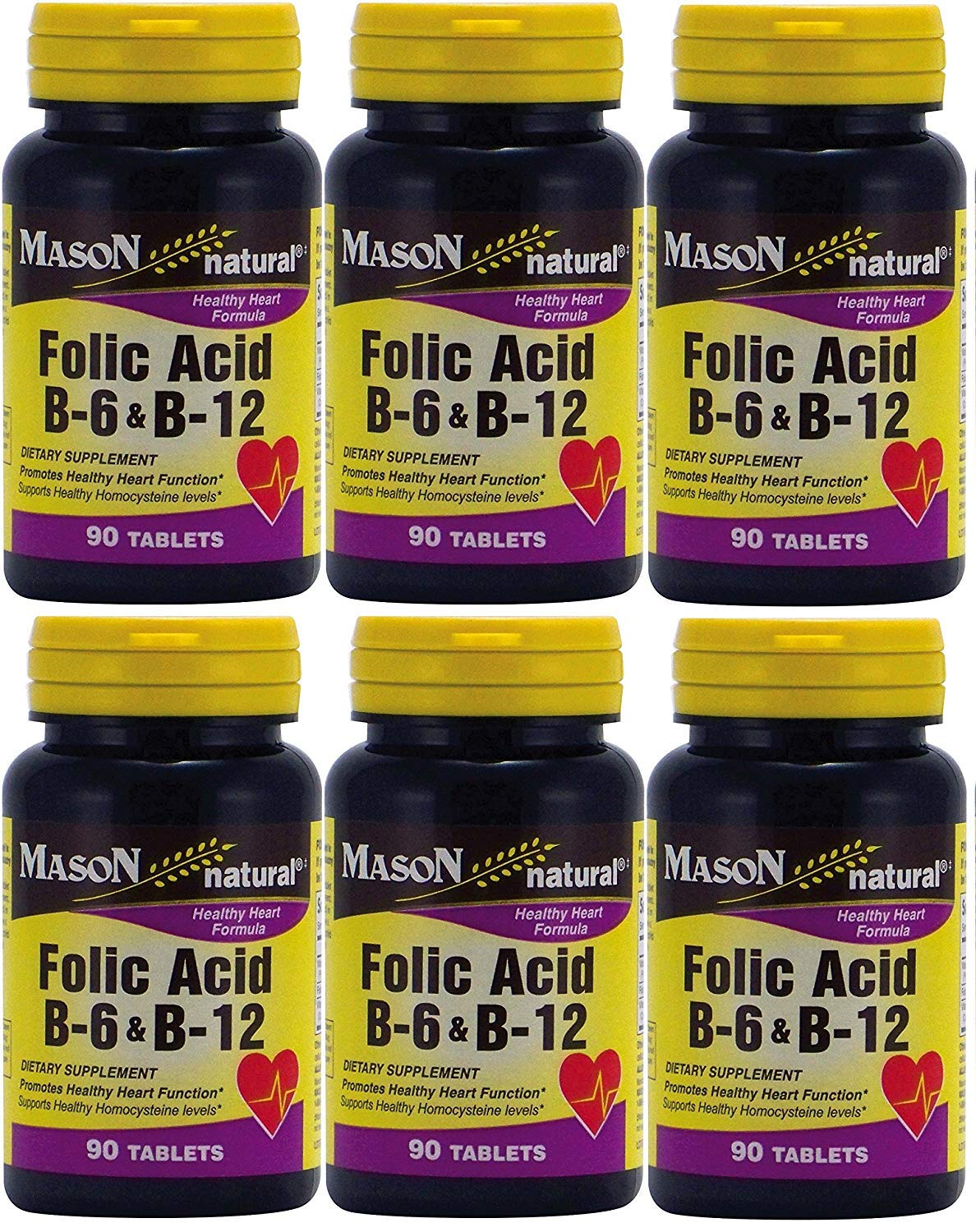 Mason Vitamins Folic Acid B-6 & B12 Heart Health Formula - 540 Tablets