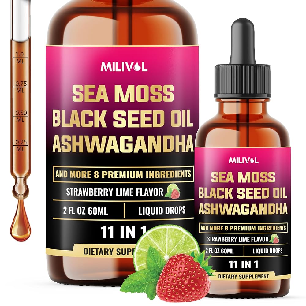 MILIVOL 11in1 Sea Moss Liquid Drops with Ashwagandha - 2 Fl Oz