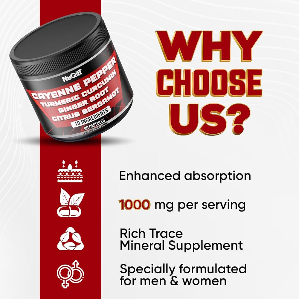 NUQIIT Cayenne Pepper Supplements with Turmeric & Ginger - 90 Capsules - image 5