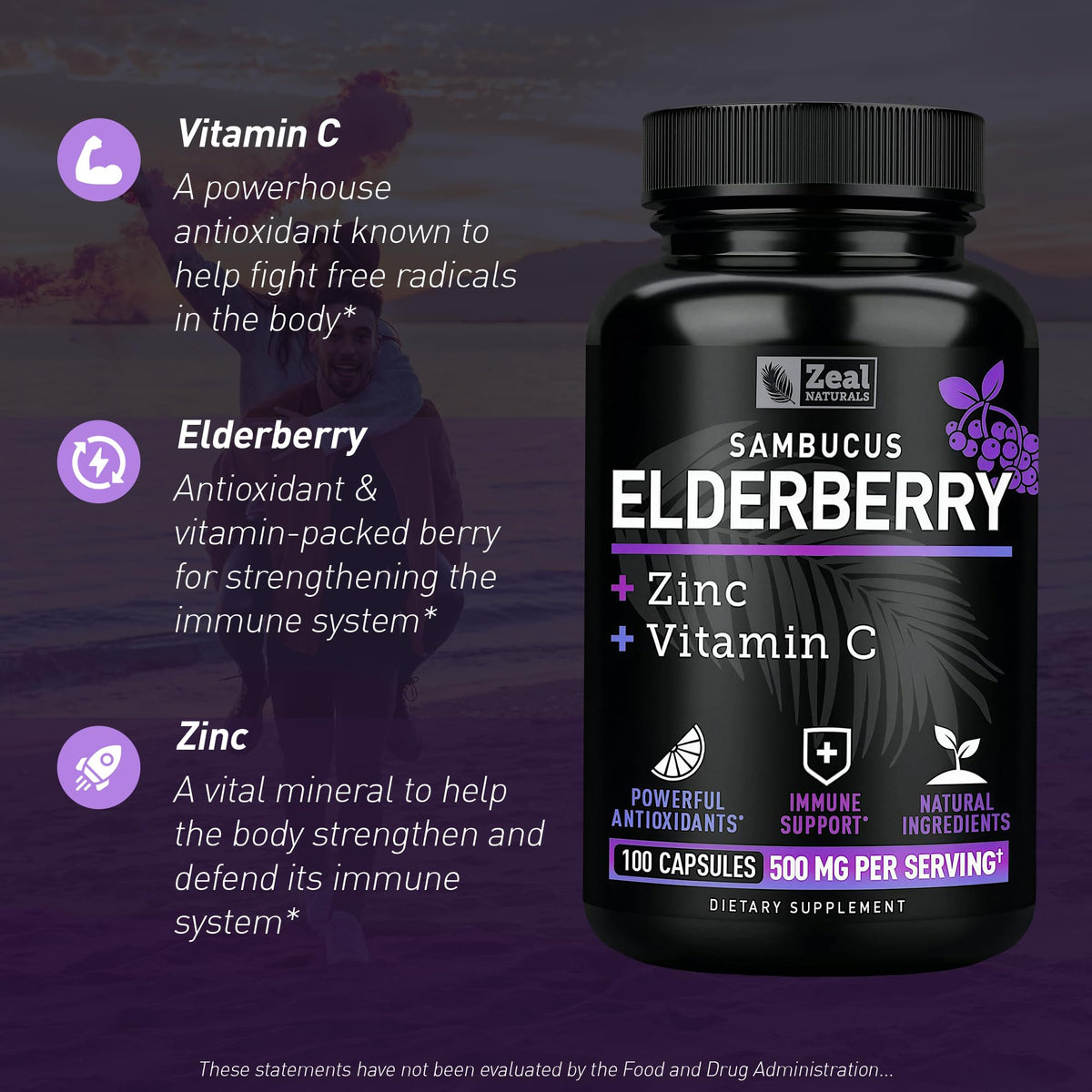 Zeal Naturals Max Strength Elderberry Capsules - 100 Capsules - image 3