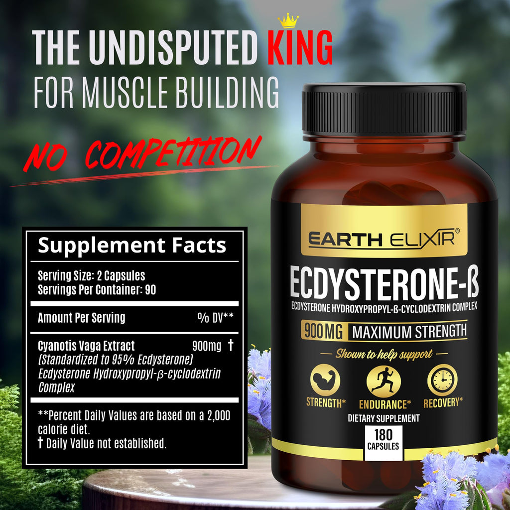 Earth Elixir Ecdysterone 900mg Muscle Building - 180 Capsules - image 2