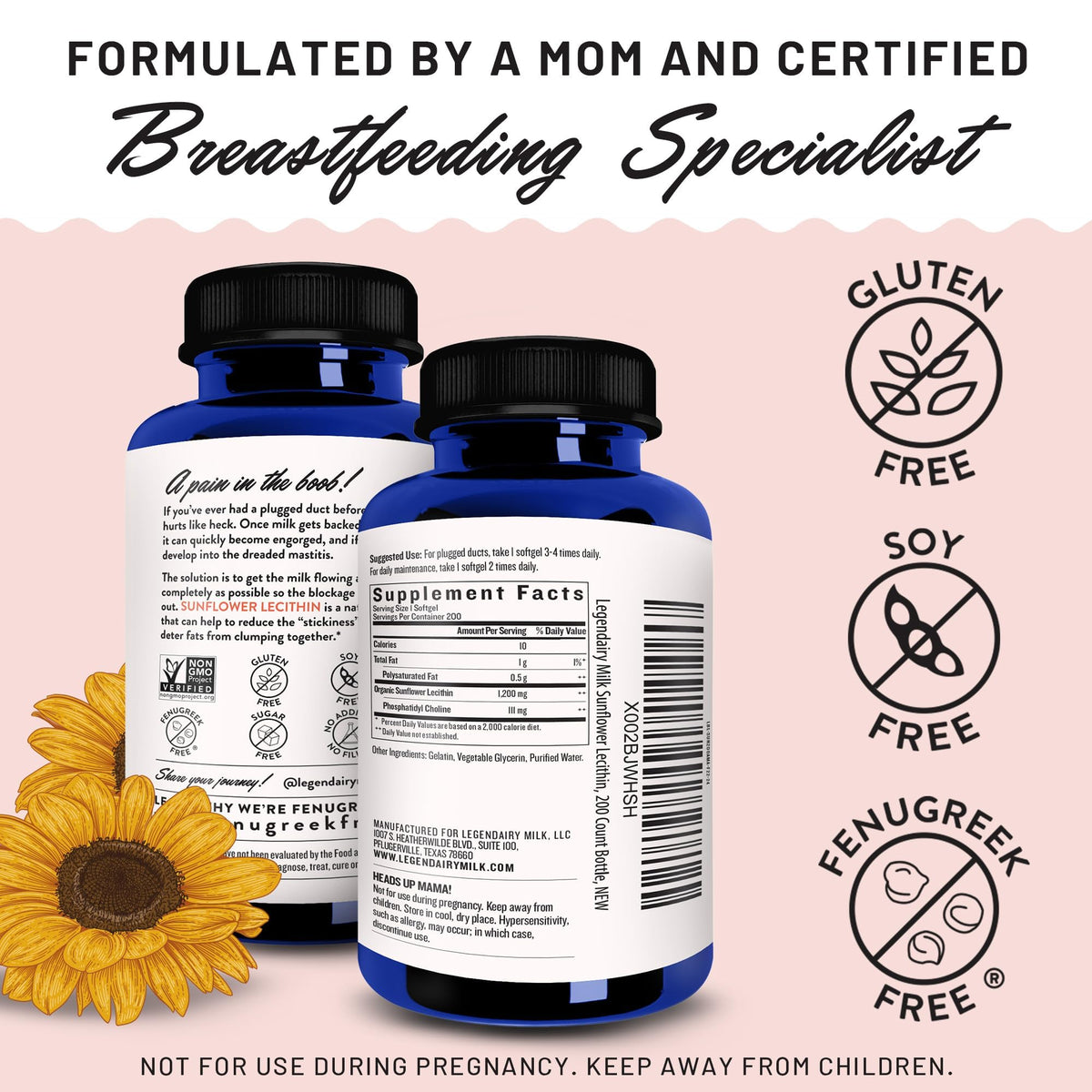Legendairy Milk Sunflower Lecithin 1200mg Lactation Support - 200 Softgels - image 4