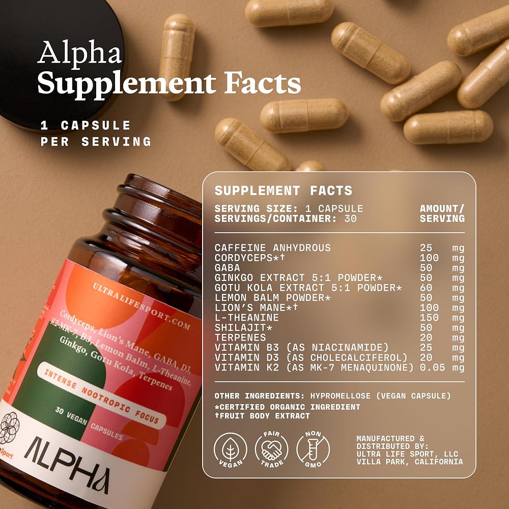 Ultra Life Sport Alpha Nootropic Brain Support - 30 Capsules - image 2
