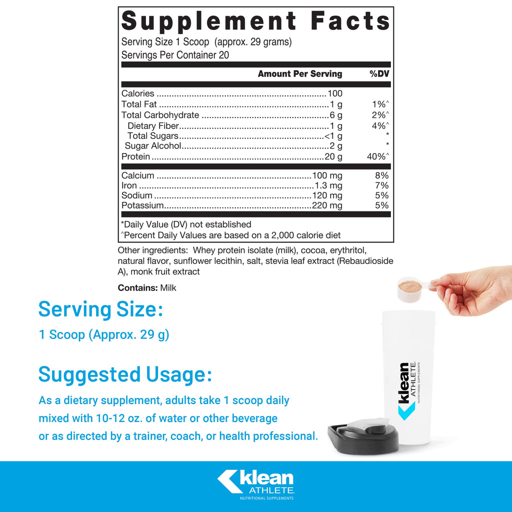 Klean Athlete Klean Isolate Natural Chocolate Whey Protein - 20 Servings - image 2