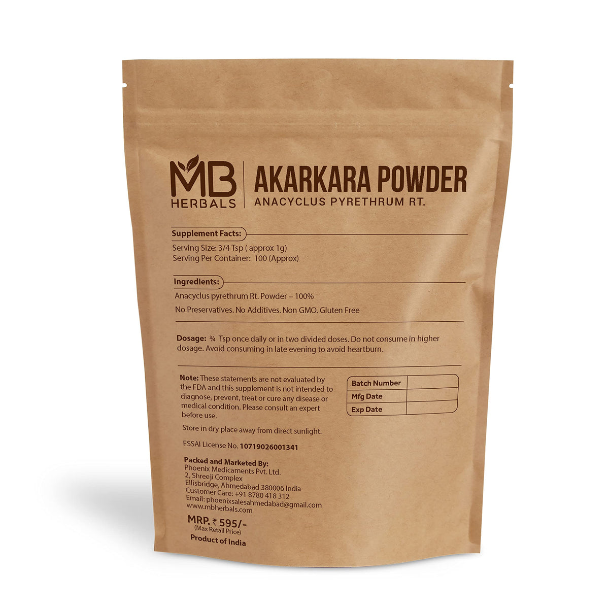 MB Herbals Anacyclus pyrethrum Root Powder - 100g - image 2