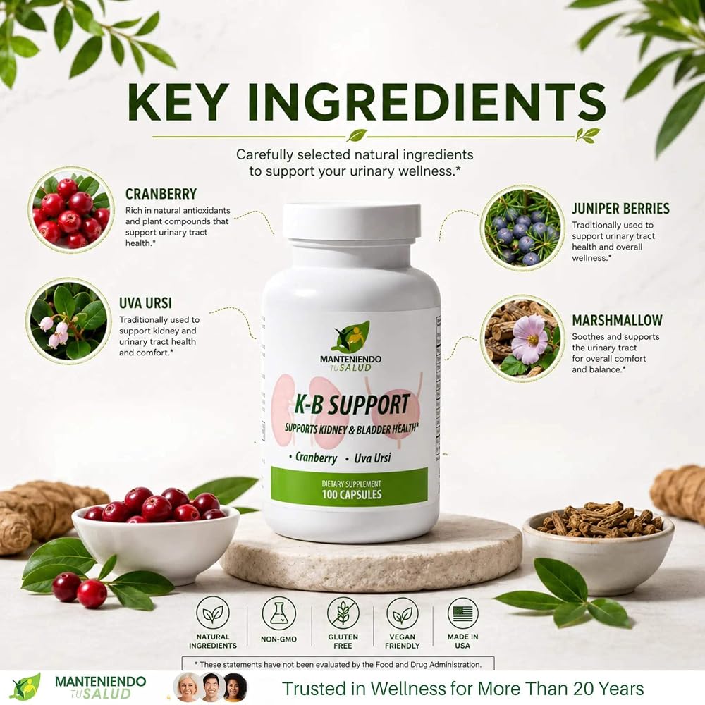 Manteniendo Tu Salud KB Support Kidney & Urinary Tract - 100 Vegetarian Capsules - image 4