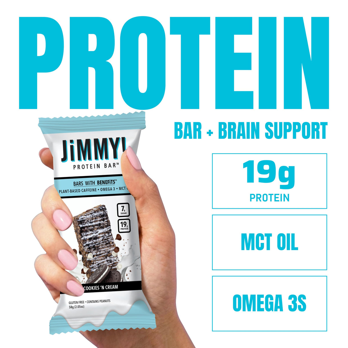 JIMMYBAR Cookies N Cream Protein Bars 19g - 12 Count - image 2
