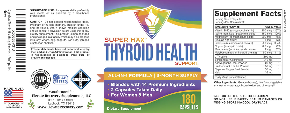 Elevate Recovery Thyroid Support Supplement - 180 Capsules - image 8