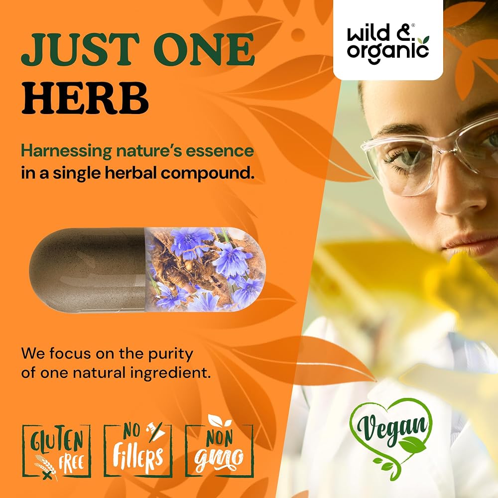 Wild & Organic Chicory Root Fiber Capsules - 1200 mg of Chicory Root